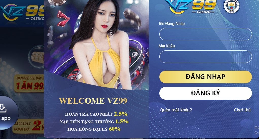 Đăng ký vz99 trên máy tính và trang web