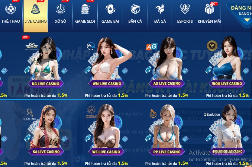 Những tựa game Casino online vz99 hot hiện nay